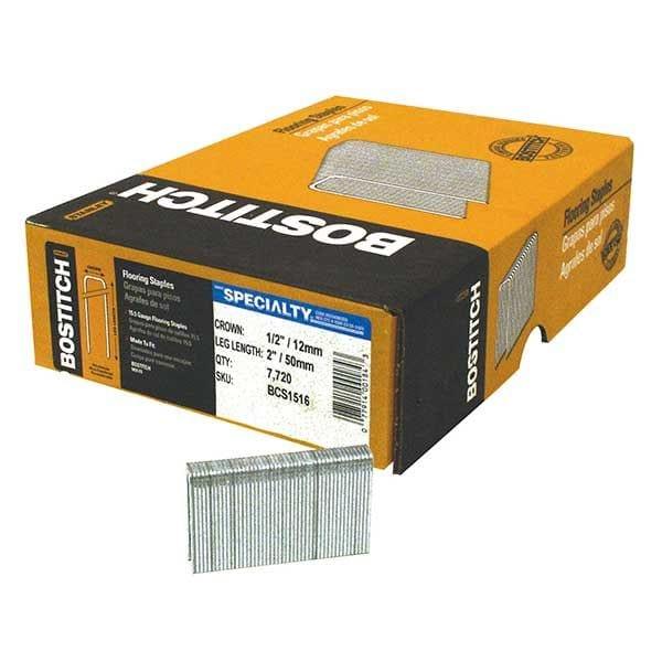 15-1/2 Gauge Hardwood Flooring Staples - 1/2" Crown - Leg Length:2" - Pieces:7728-Piece